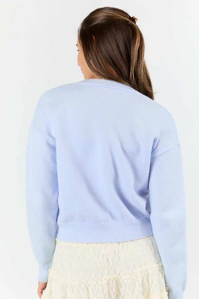 Well Wishes Blue Floral Embroidered Cardigan And Sweater Tank Set