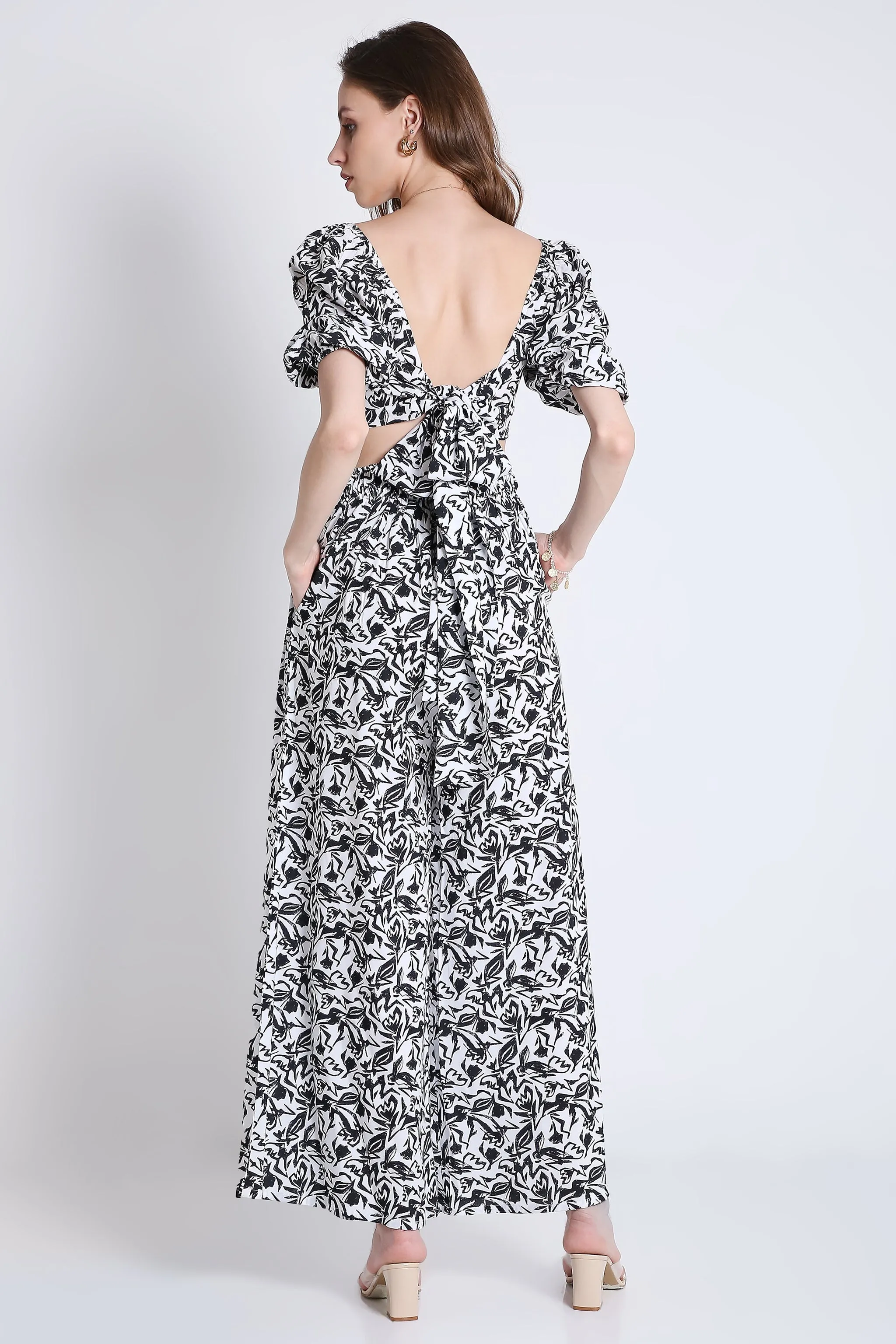 White and Black Printed Flared Pant French Theory