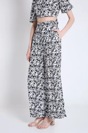 White and Black Printed Flared Pant French Theory