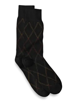 Windowpane Cotton Blend Sock - Black Multi