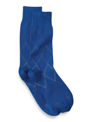 Windowpane Cotton Blend Sock - Blue Multi