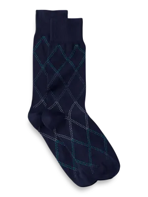 Windowpane Cotton Blend Sock - Navy Multi