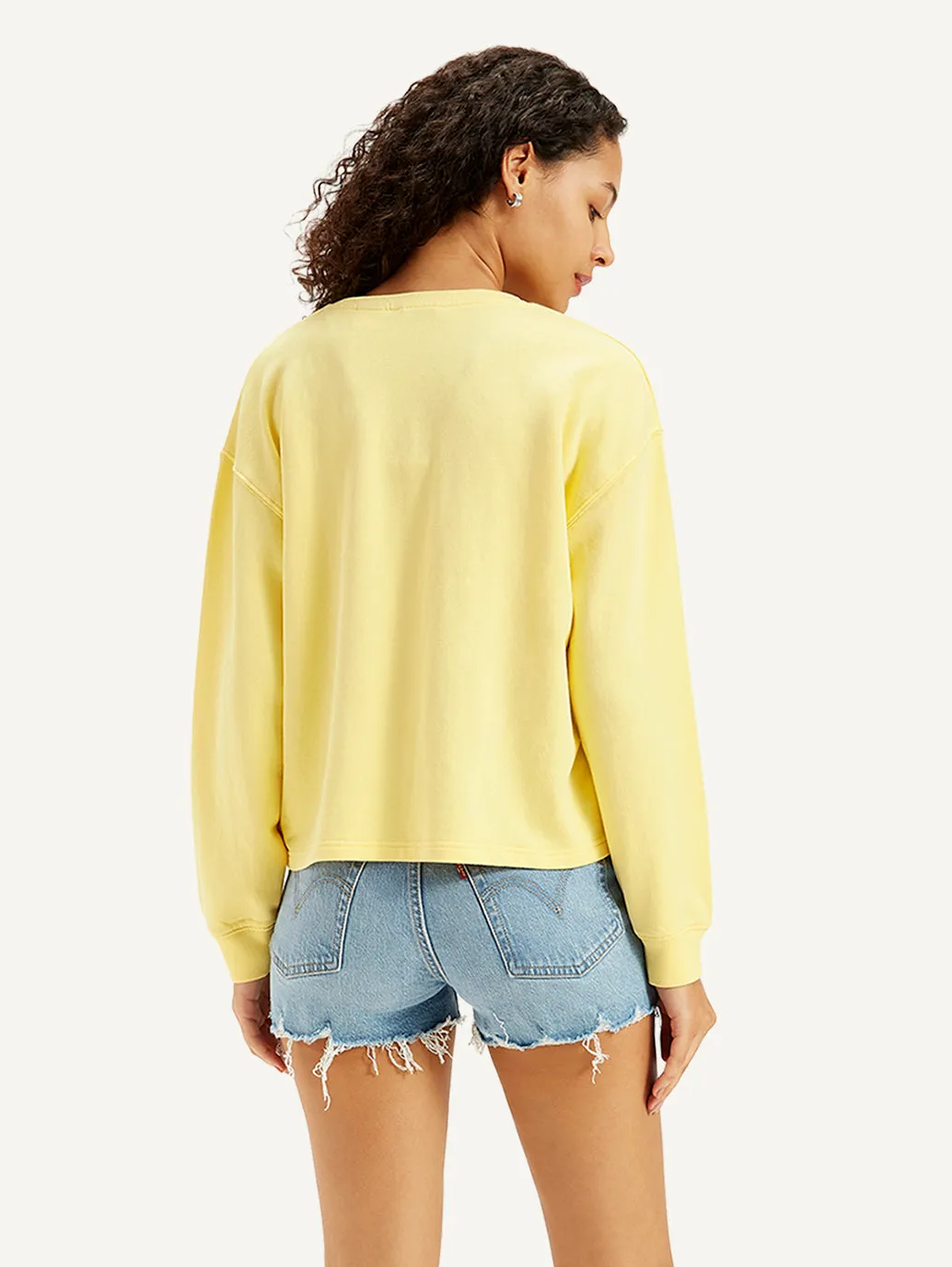 Women's Brand Logo Yellow Crew Neck Sweatshirt LEVI'S