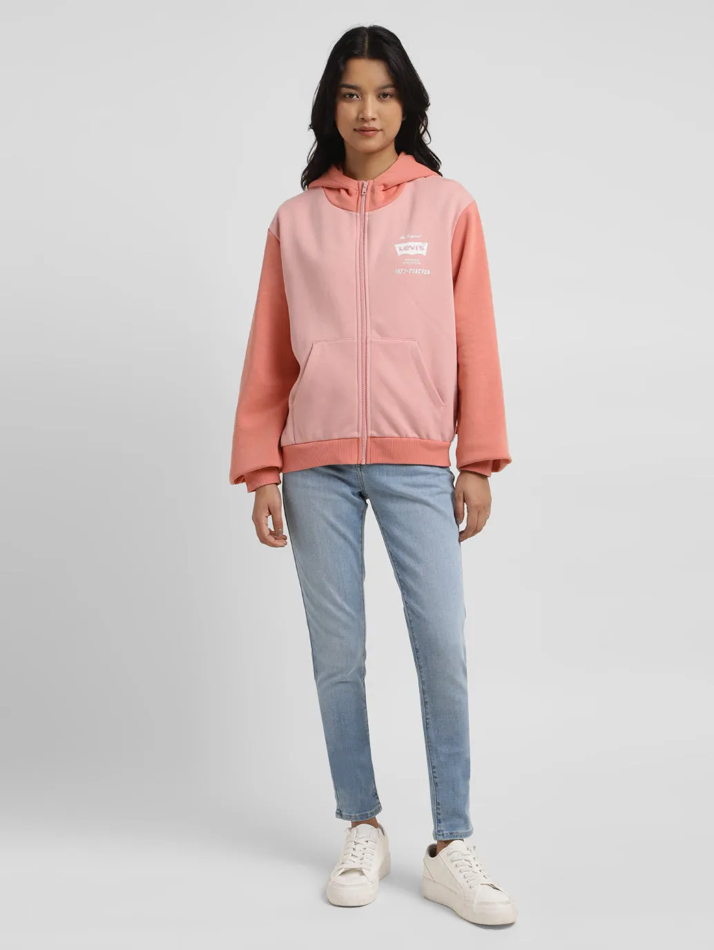 Women's Colorblock Pink Hooded Sweatshirt LEVI'S