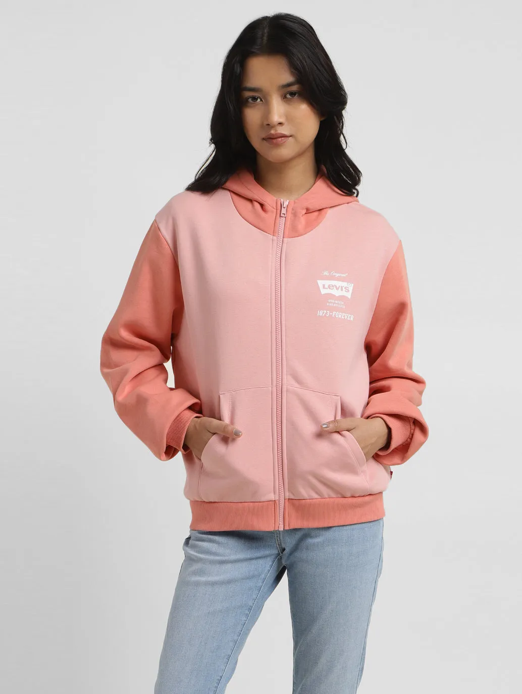 Women's Colorblock Pink Hooded Sweatshirt LEVI'S
