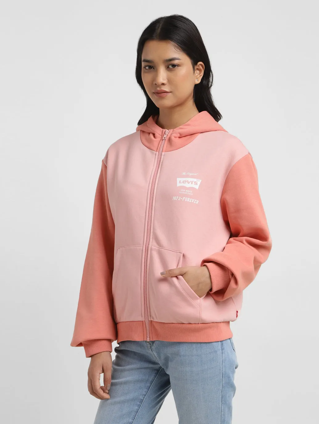 Women's Colorblock Pink Hooded Sweatshirt LEVI'S
