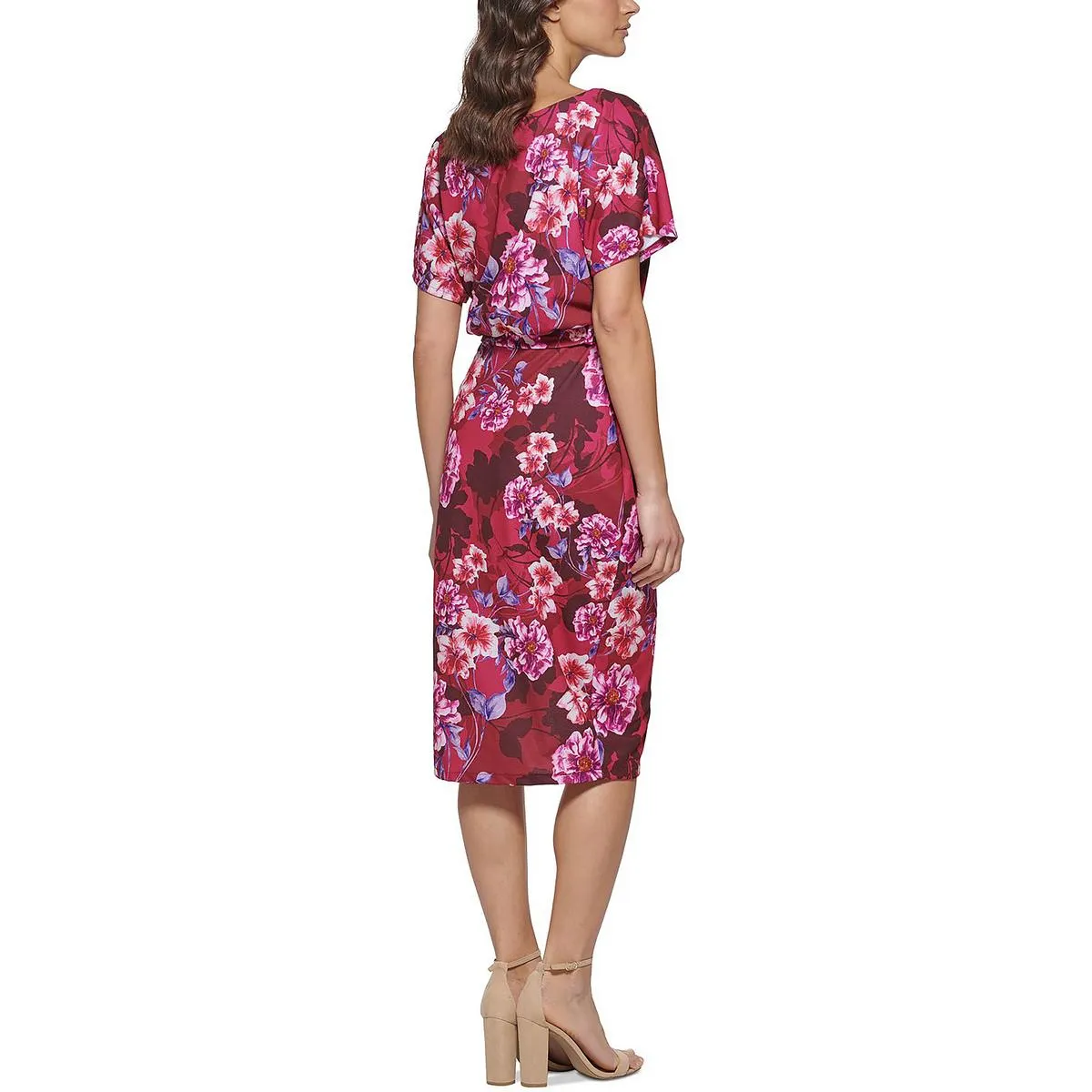 Womens Crepe Midi Sheath Dress