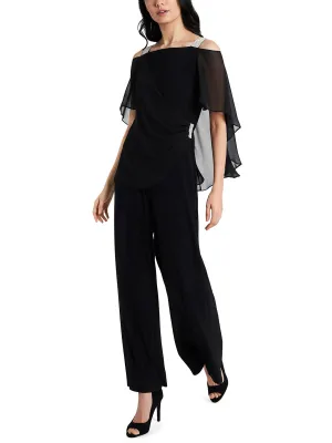 Womens Embellished Side-Drapey Jumpsuit