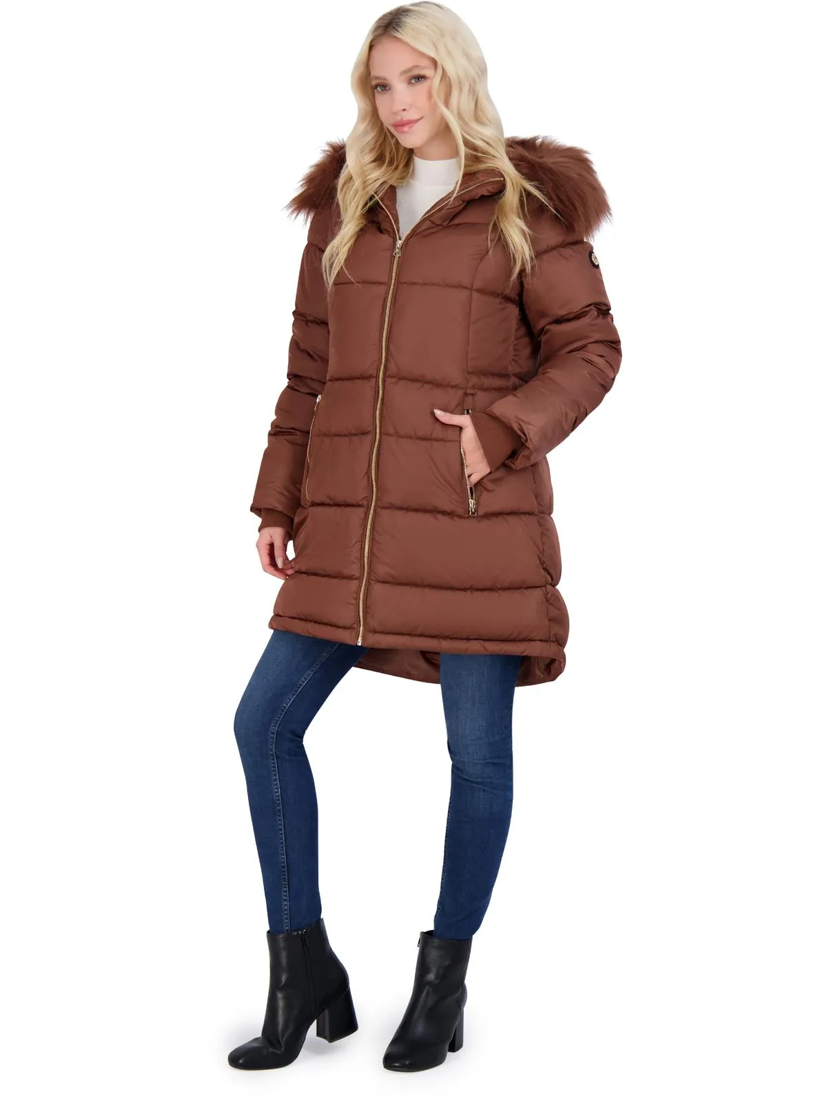 Womens Faux Fur Warm Puffer Coat