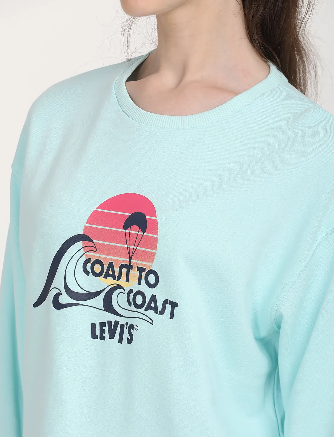 Women's Graphic Light Blue Crew Neck Sweatshirt LEVI'S