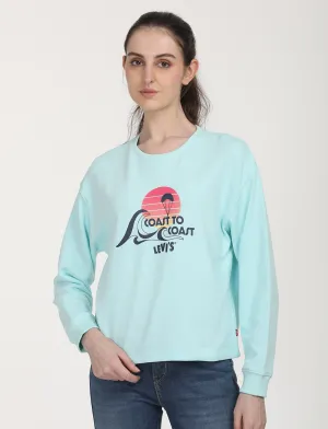 Women's Graphic Light Blue Crew Neck Sweatshirt LEVI'S