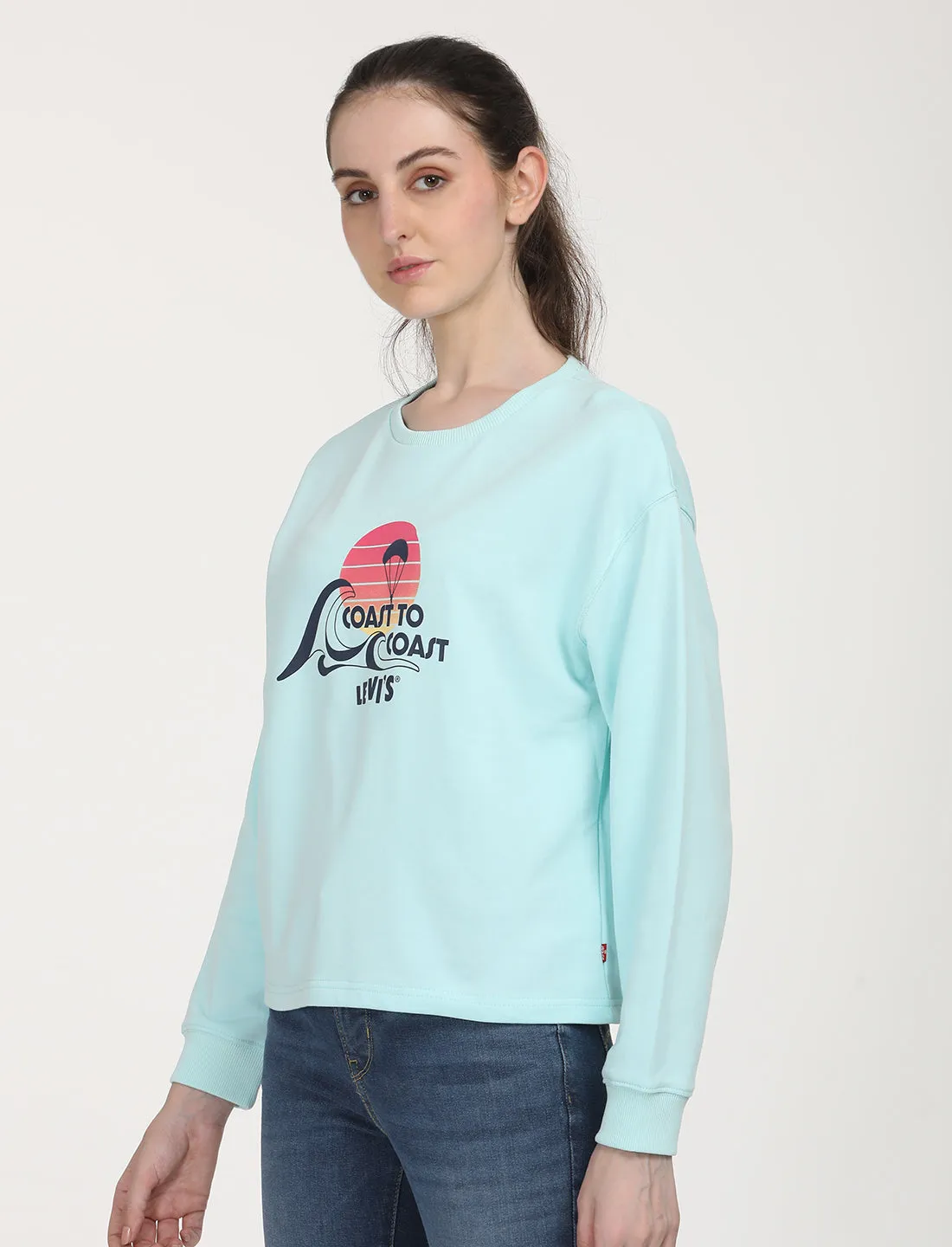 Women's Graphic Light Blue Crew Neck Sweatshirt LEVI'S