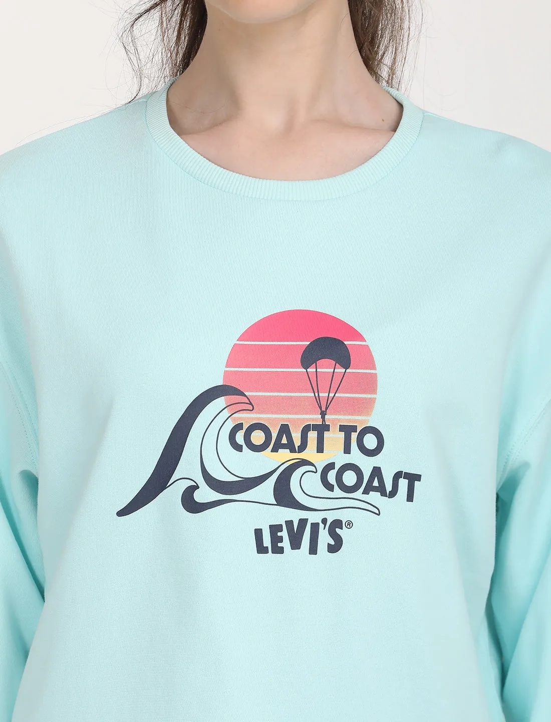 Women's Graphic Light Blue Crew Neck Sweatshirt LEVI'S