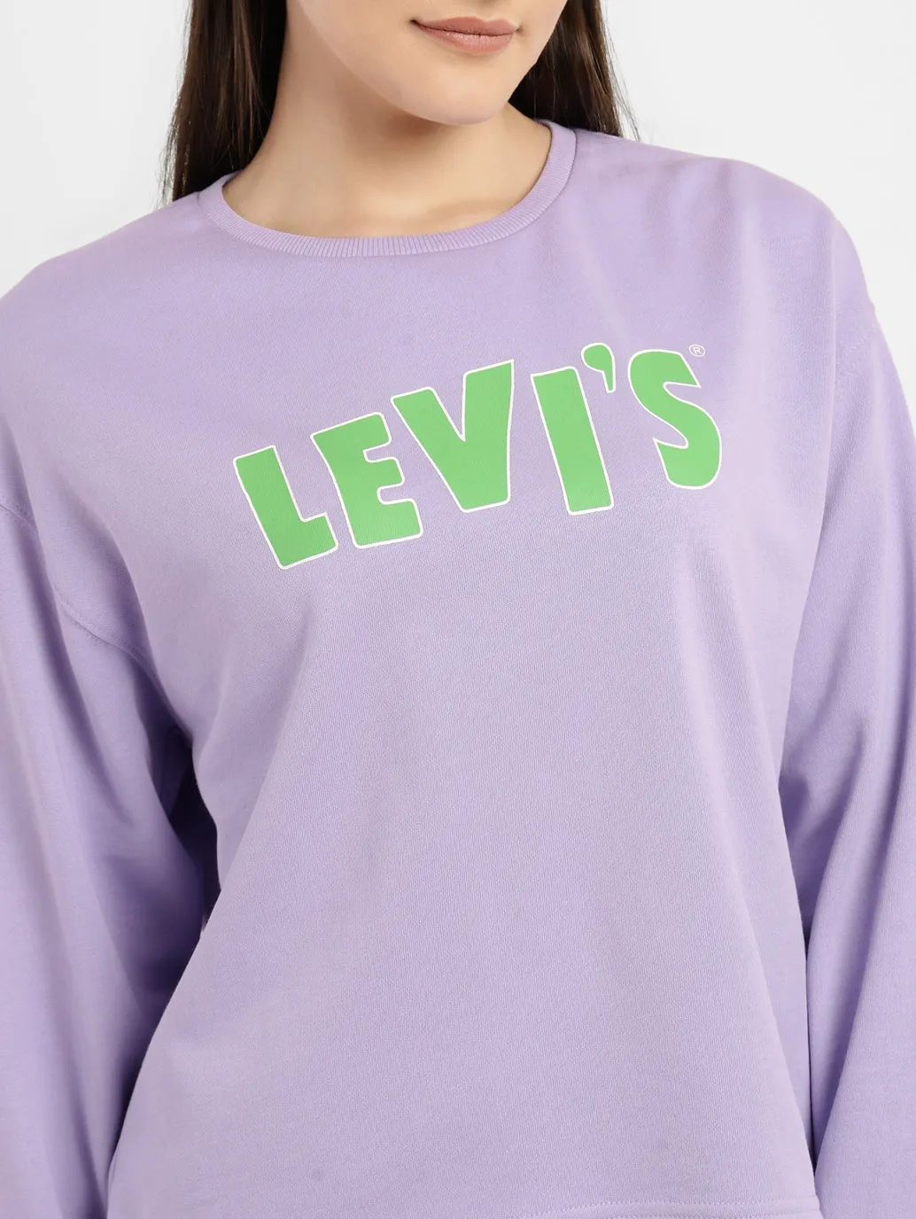 Women's Graphic Print Purple Crew Neck Sweatshirt LEVI'S