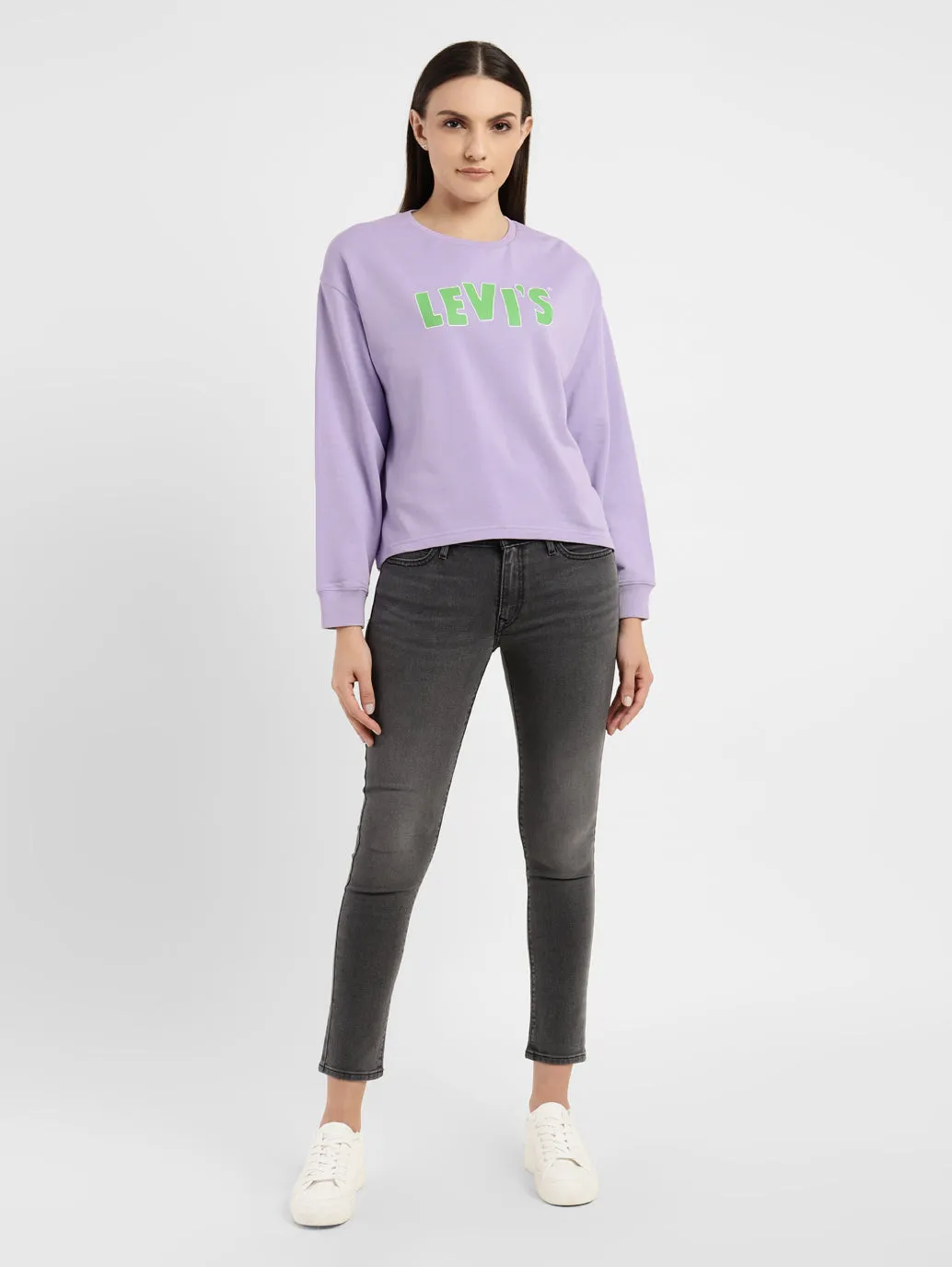 Women's Graphic Print Purple Crew Neck Sweatshirt LEVI'S