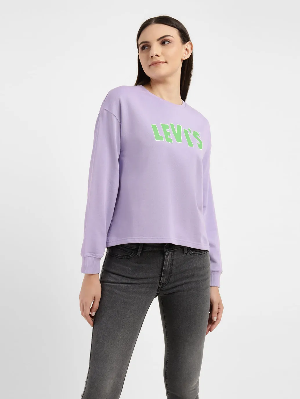 Women's Graphic Print Purple Crew Neck Sweatshirt LEVI'S