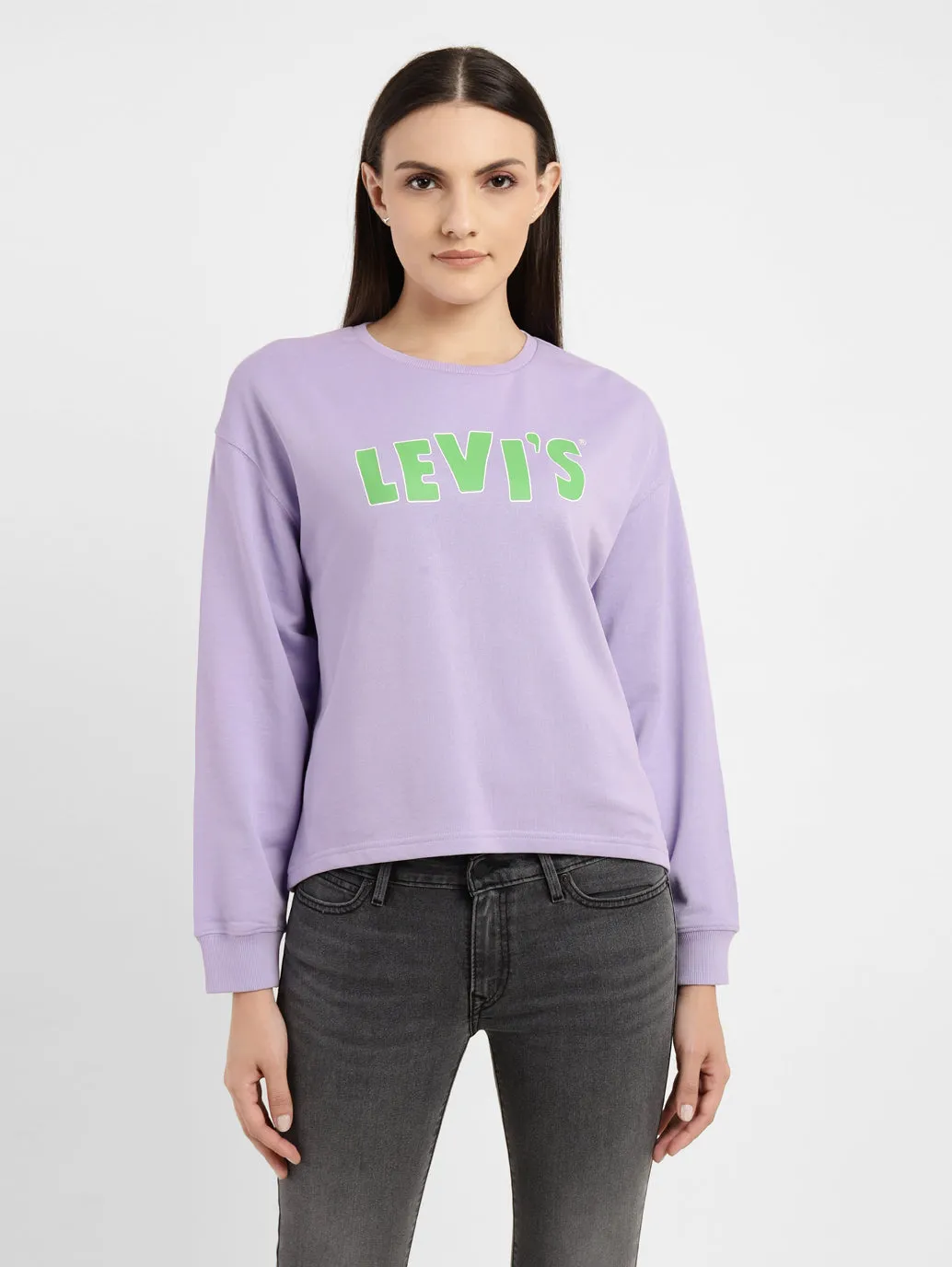 Women's Graphic Print Purple Crew Neck Sweatshirt LEVI'S
