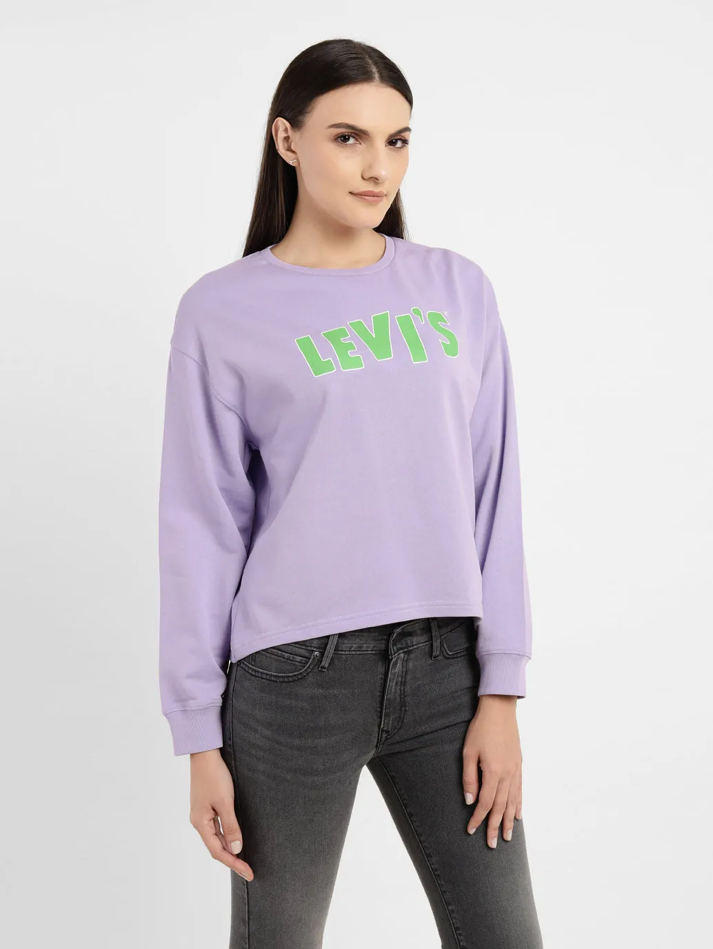 Women's Graphic Print Purple Crew Neck Sweatshirt LEVI'S