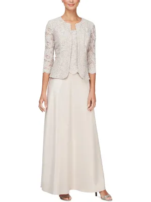 Womens Lace Glitter Collarless Blazer