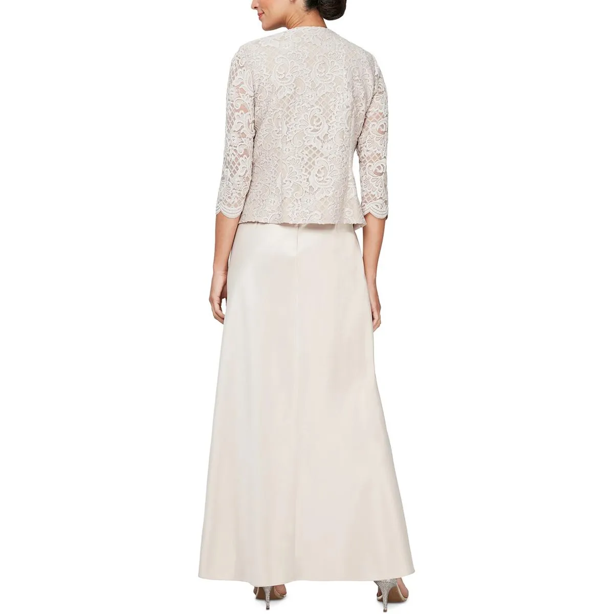 Womens Lace Glitter Collarless Blazer