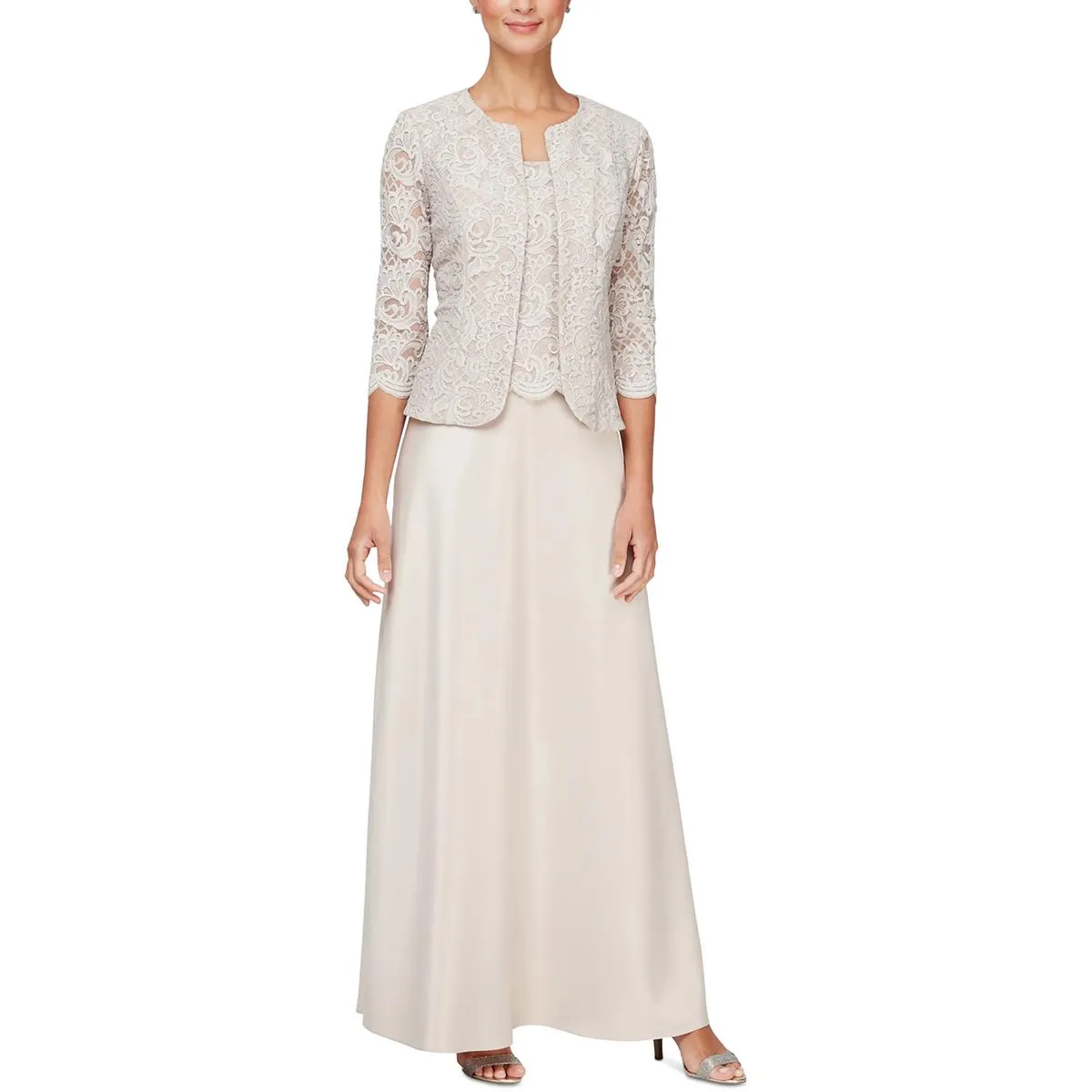 Womens Lace Glitter Collarless Blazer