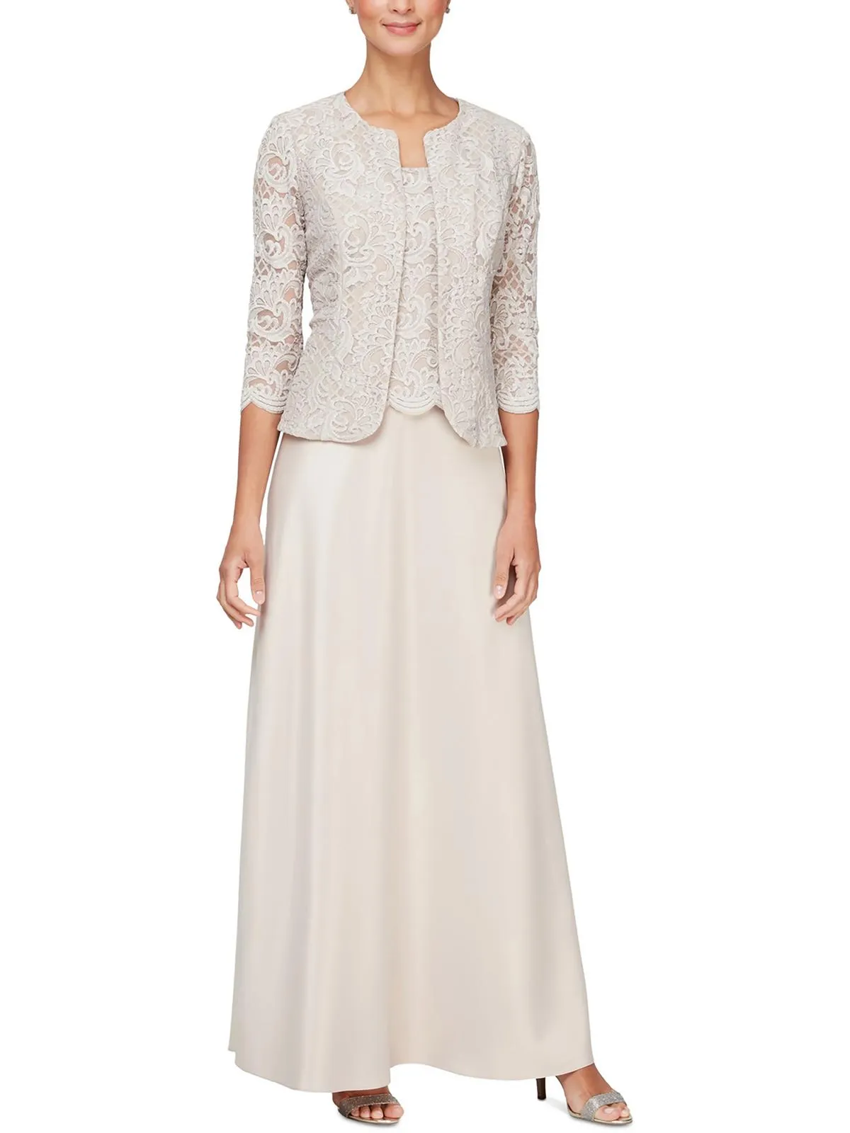 Womens Lace Glitter Collarless Blazer
