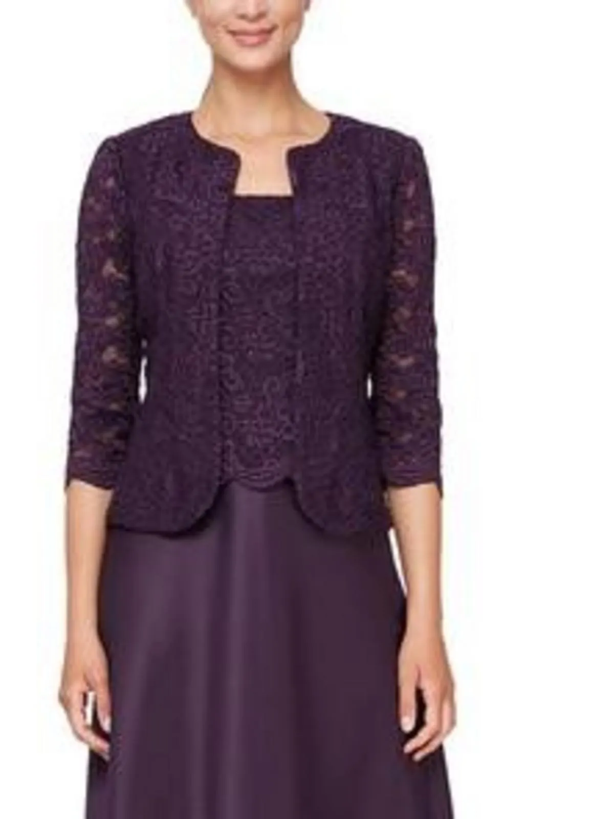 Womens Lace Glitter Collarless Blazer