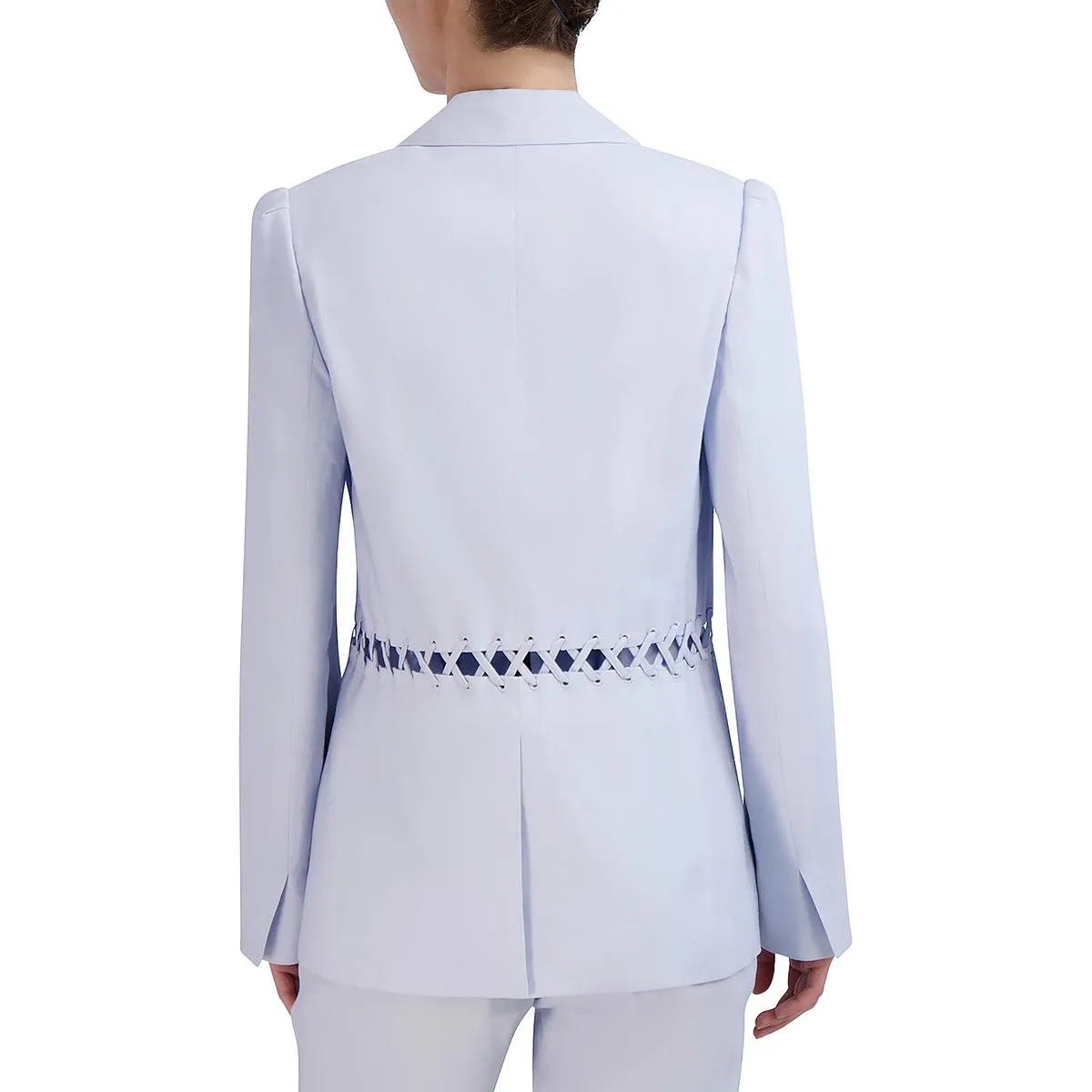 Womens Linen Blend Lace Up Suit Jacket