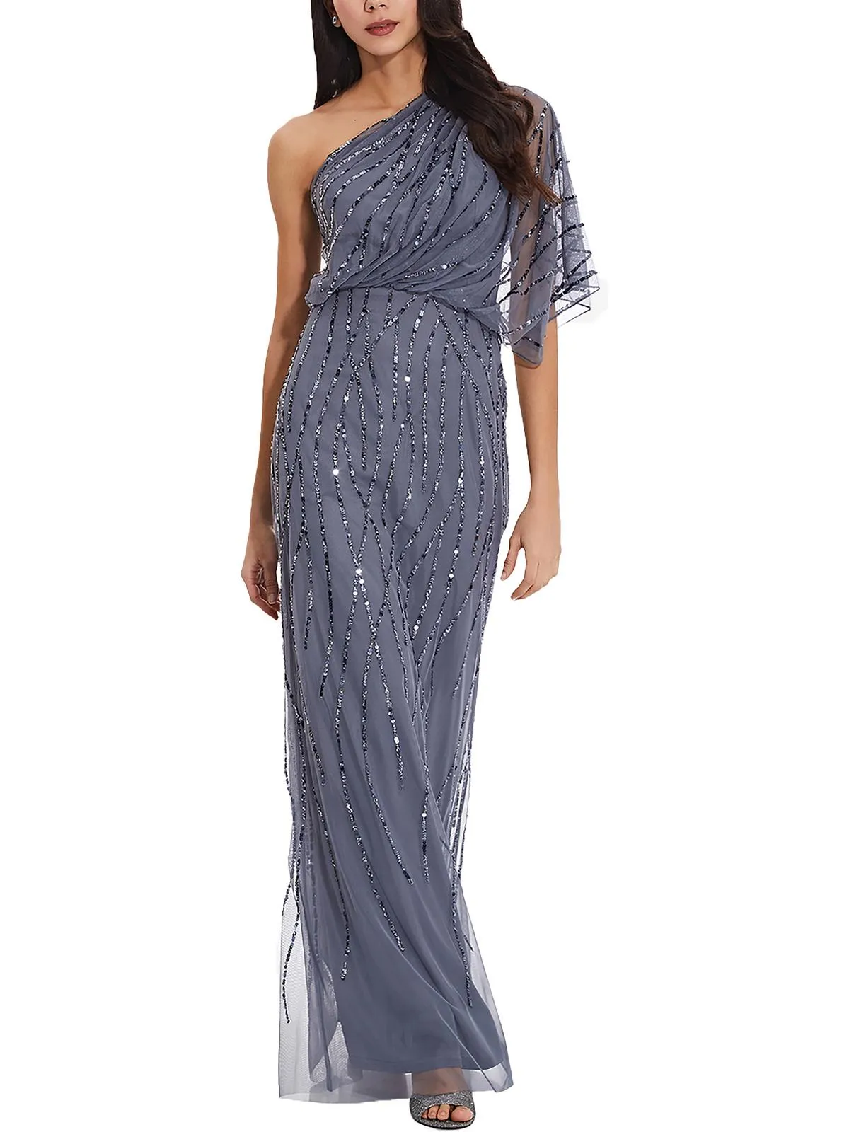 Womens Sequined Mesh Formal Dress
