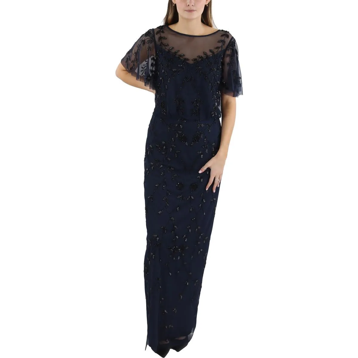 Womens Sequined Mesh Formal Dress
