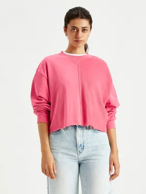 Women's Solid Pink Crew Neck Sweatshirt LEVI'S