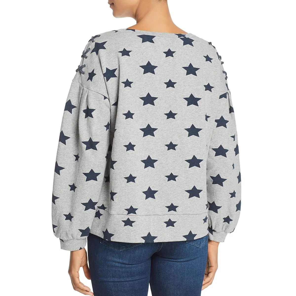 Womens Star Print Lace-Up Sweatshirt