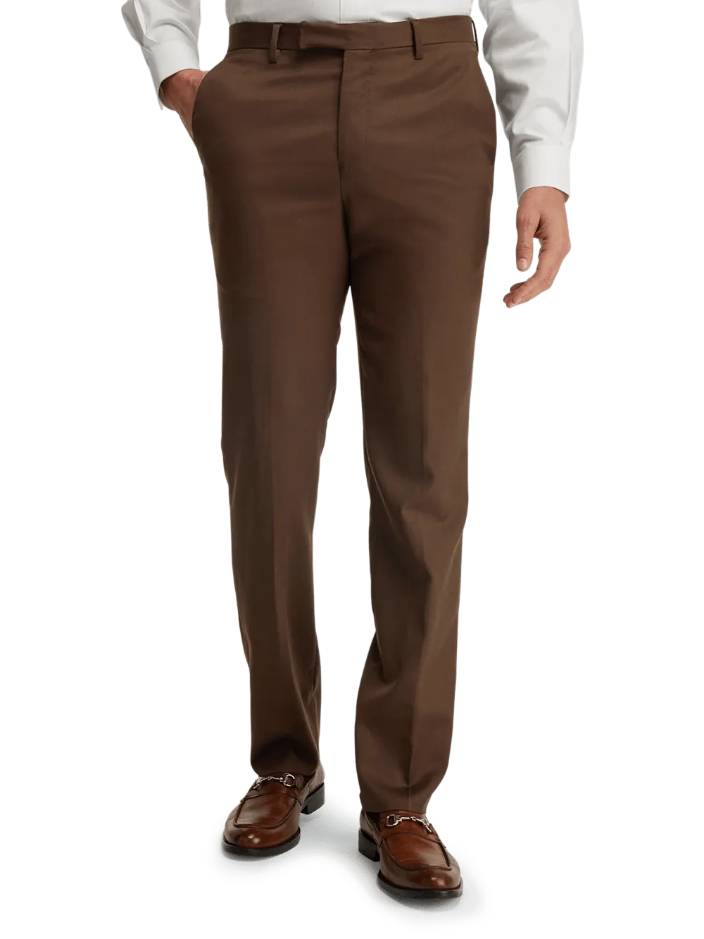 Wool Gabardine Pants - Brown