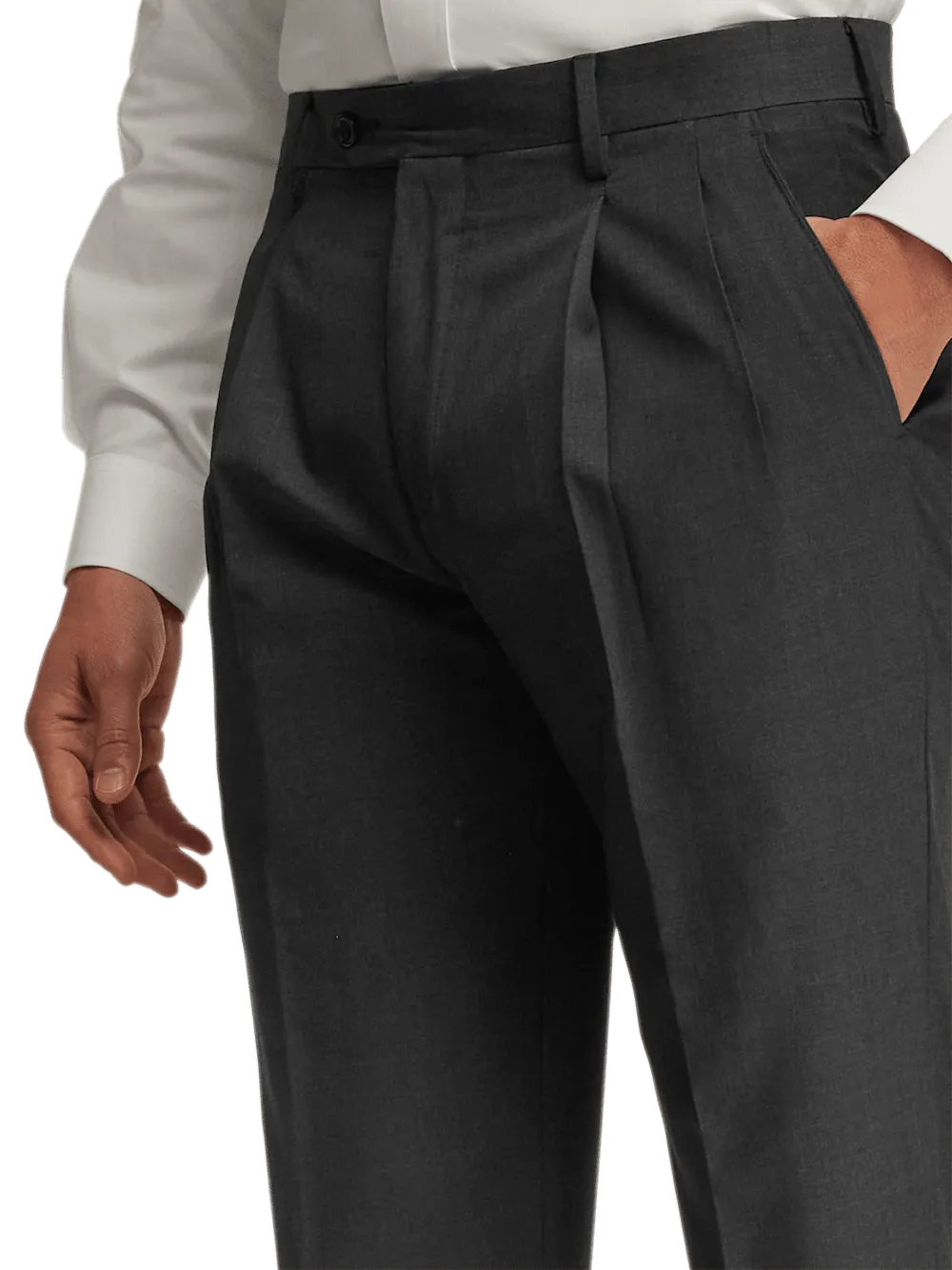 Wool Gabardine Pants - Charcoal