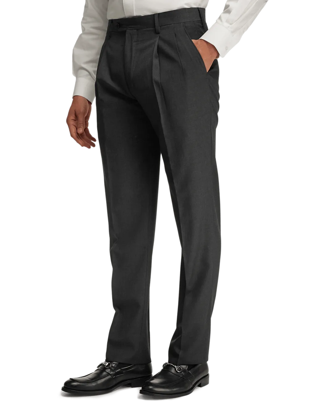 Wool Gabardine Pants - Charcoal