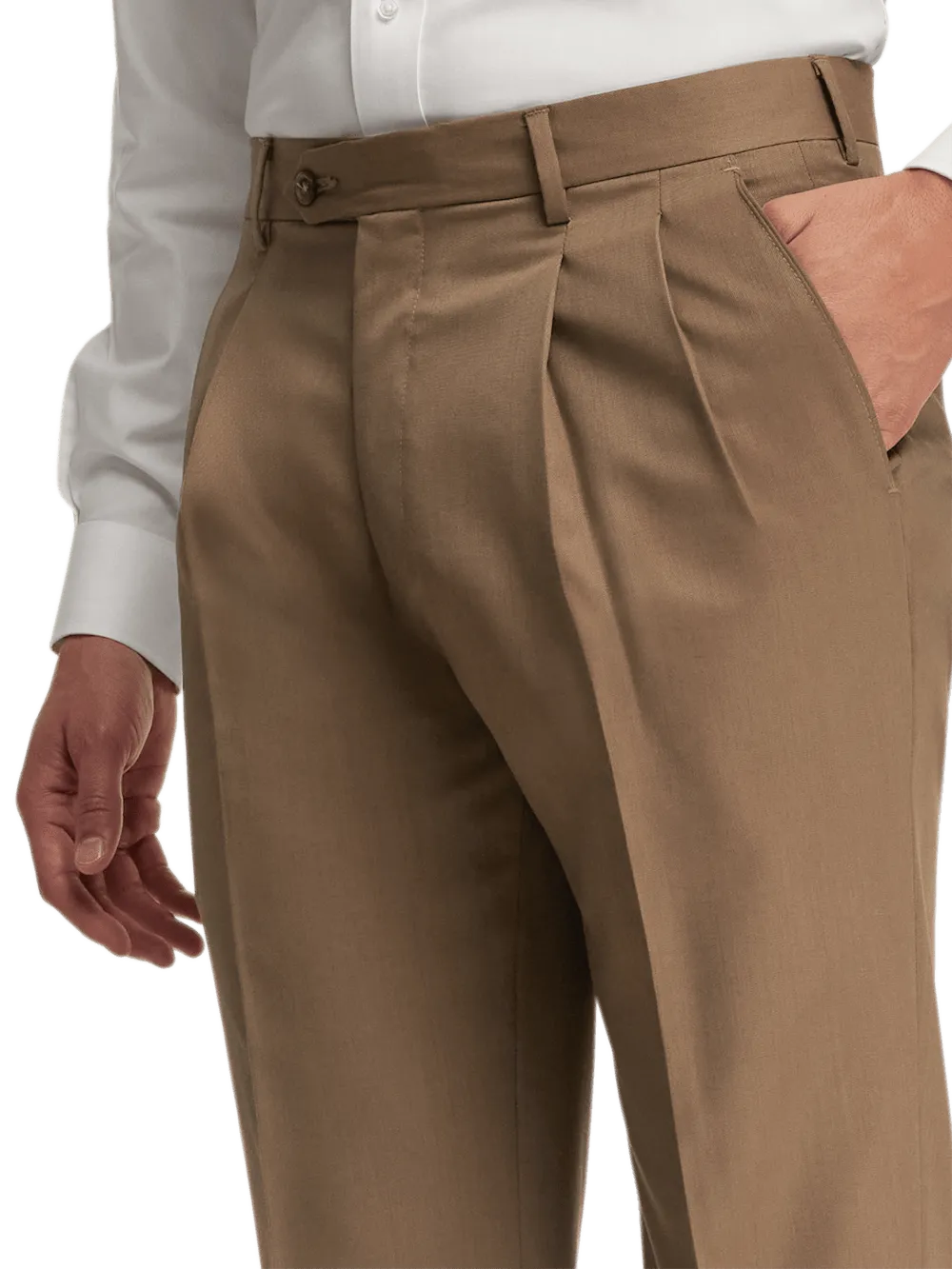 Wool Gabardine Pants - Light Brown
