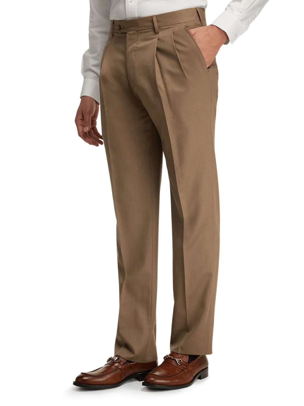 Wool Gabardine Pants - Light Brown