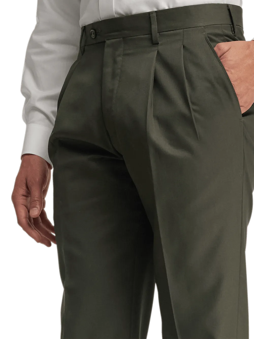 Wool Gabardine Pants - Olive