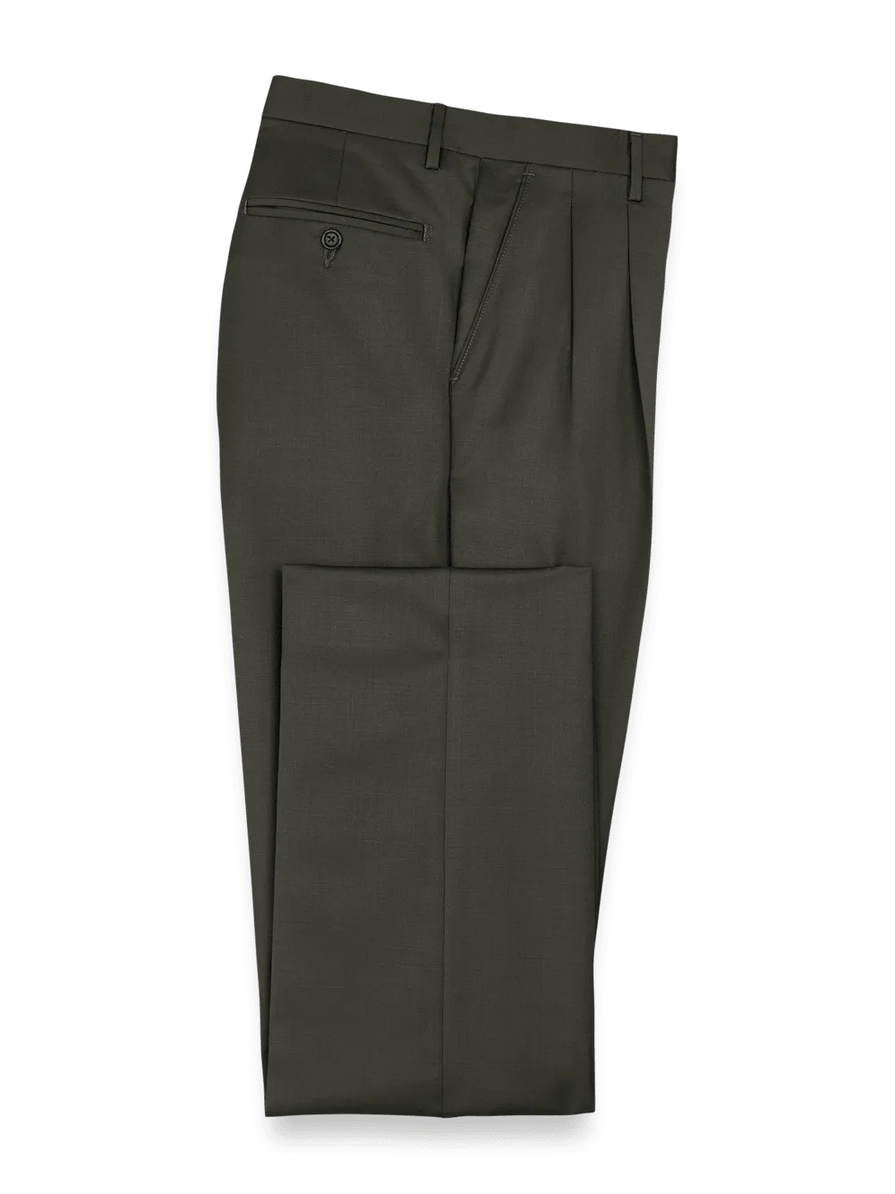 Wool Gabardine Pants - Olive