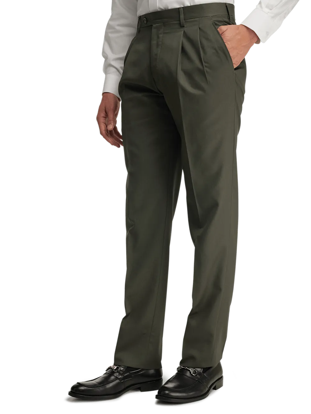 Wool Gabardine Pants - Olive