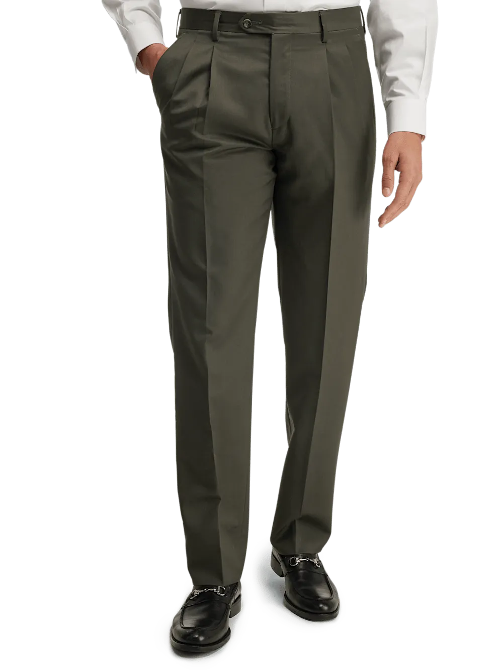 Wool Gabardine Pants - Olive