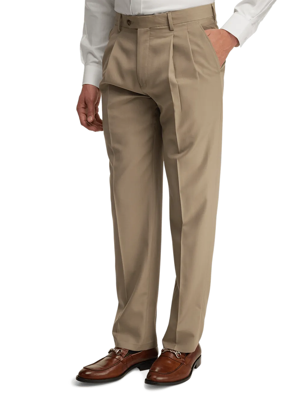 Wool Gabardine Pants - Tan