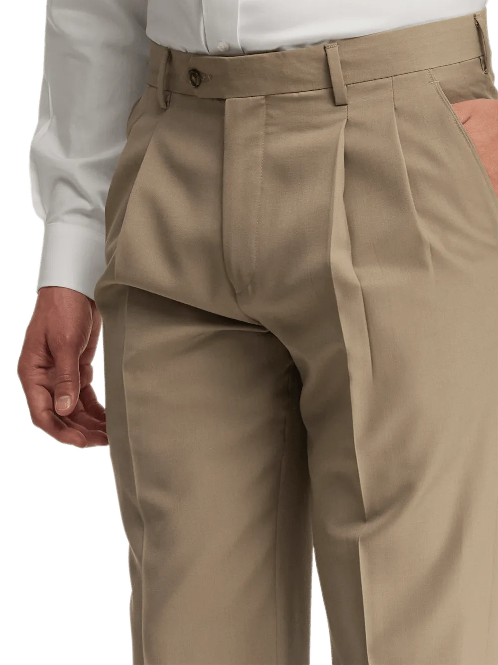 Wool Gabardine Pants - Tan