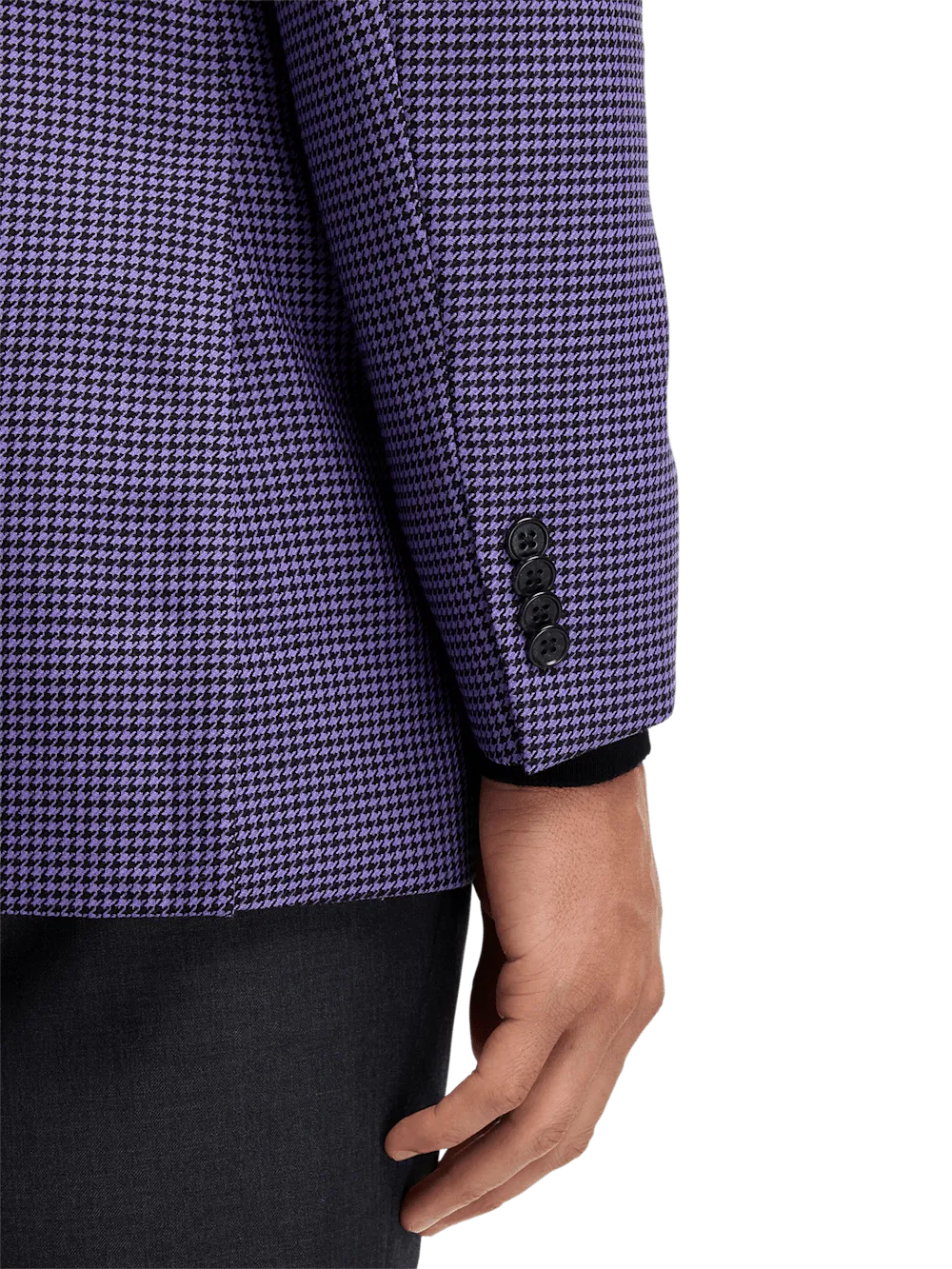 Wool Houndstooth Single Breasted Peak Lapel Sport Coat - Purple