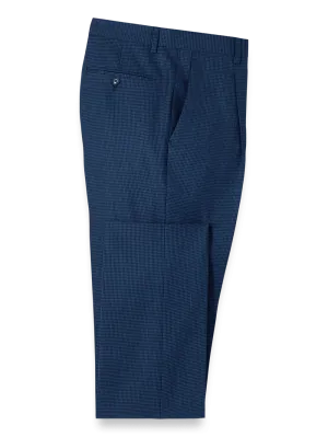 Wool Houndstooth Single Pleat Suit Pants - Blue