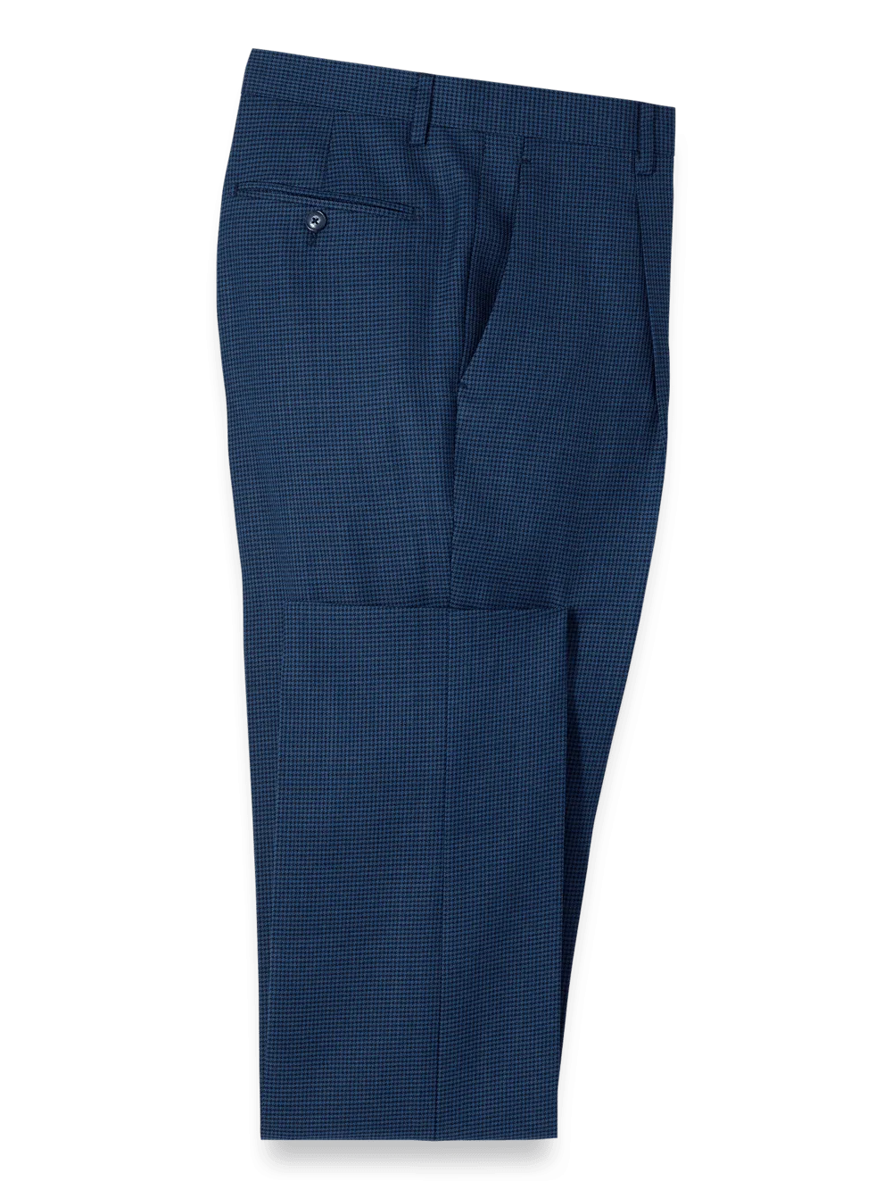 Wool Houndstooth Single Pleat Suit Pants - Blue