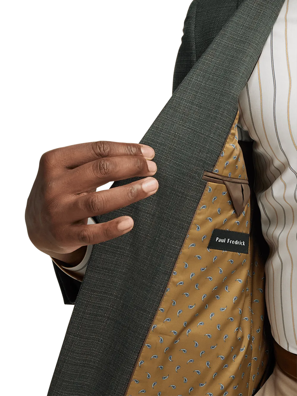 Wool Single Breasted Notch Lapel Sport Coat - Green/tan