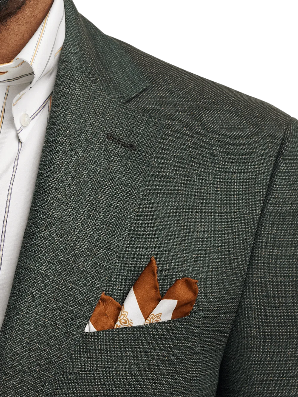 Wool Single Breasted Notch Lapel Sport Coat - Green/tan