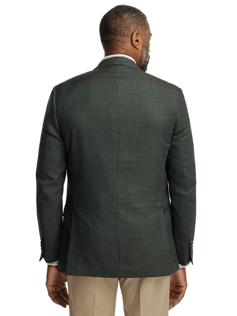 Wool Single Breasted Notch Lapel Sport Coat - Green/tan