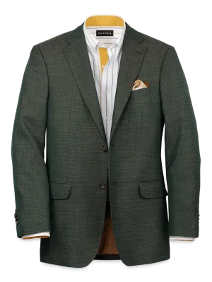 Wool Single Breasted Notch Lapel Sport Coat - Green/tan